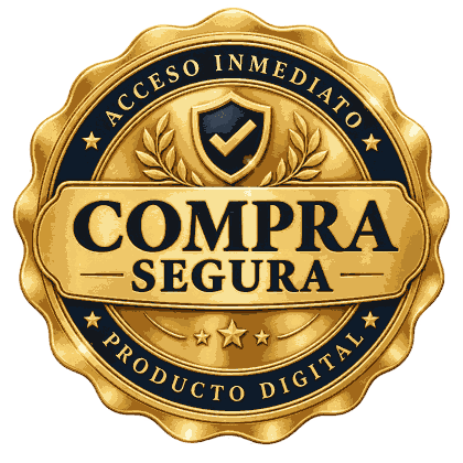 Sello de garantía · compra segura, producto digital con acceso inmediato